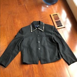 IB DIFFUSION LINEN SUIT JACKET W/ EMBROIDERY SZ 8